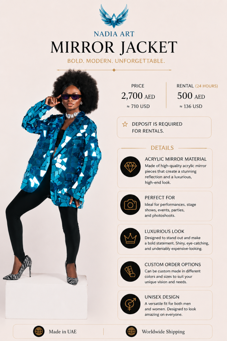 Mirror Jacket rental by Nadia Art