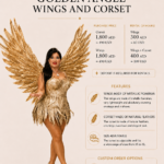 Golden Angel Wings and Corset rental by Nadia Art