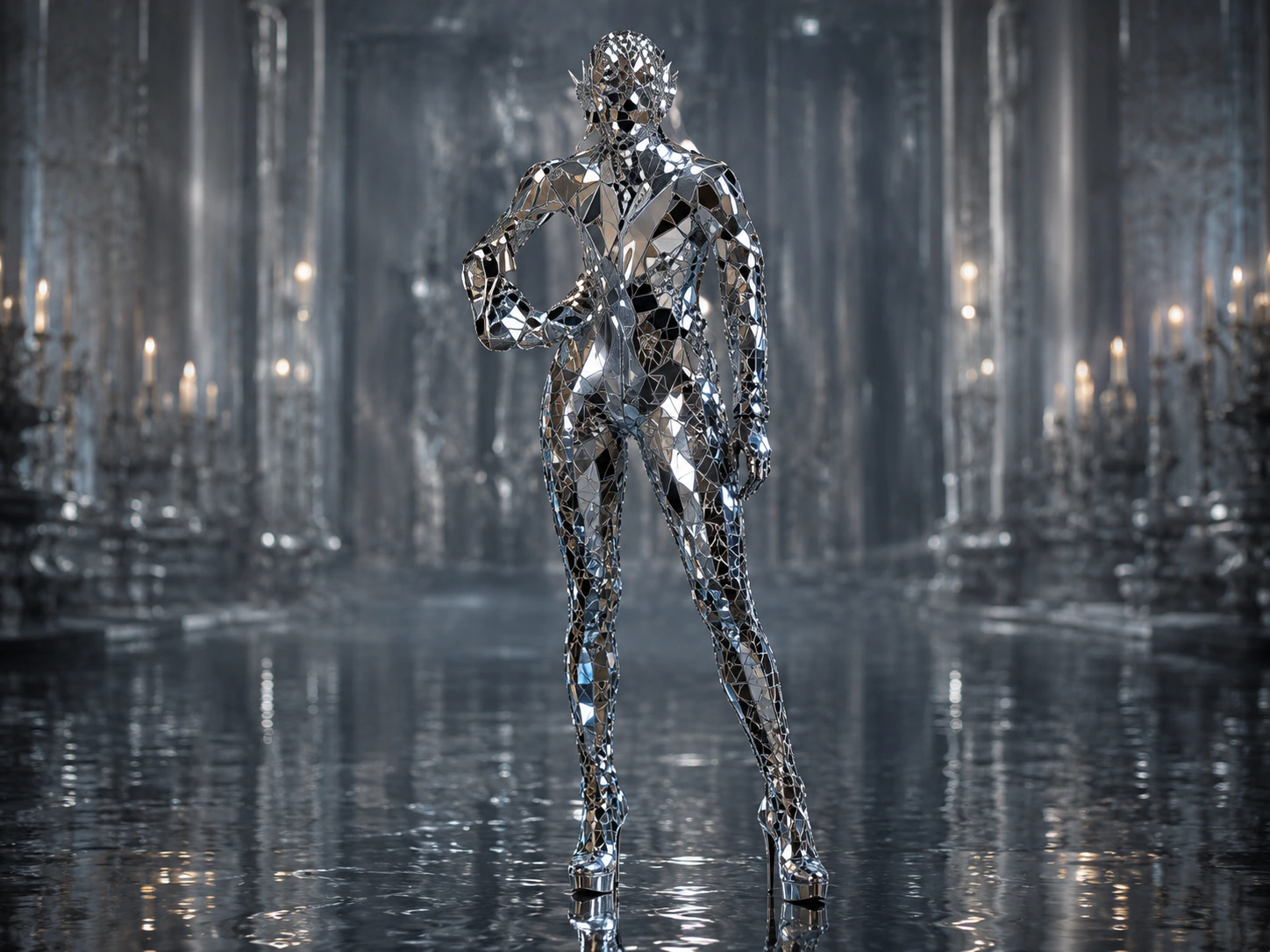 Futuristic mirrored costume