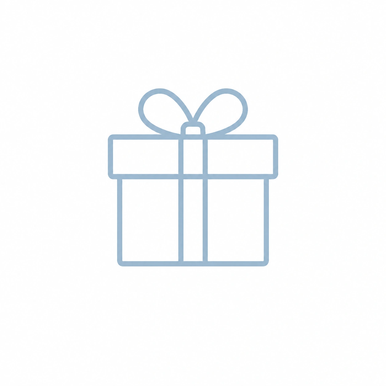 Minimal gift box icon for giftable creative workshops