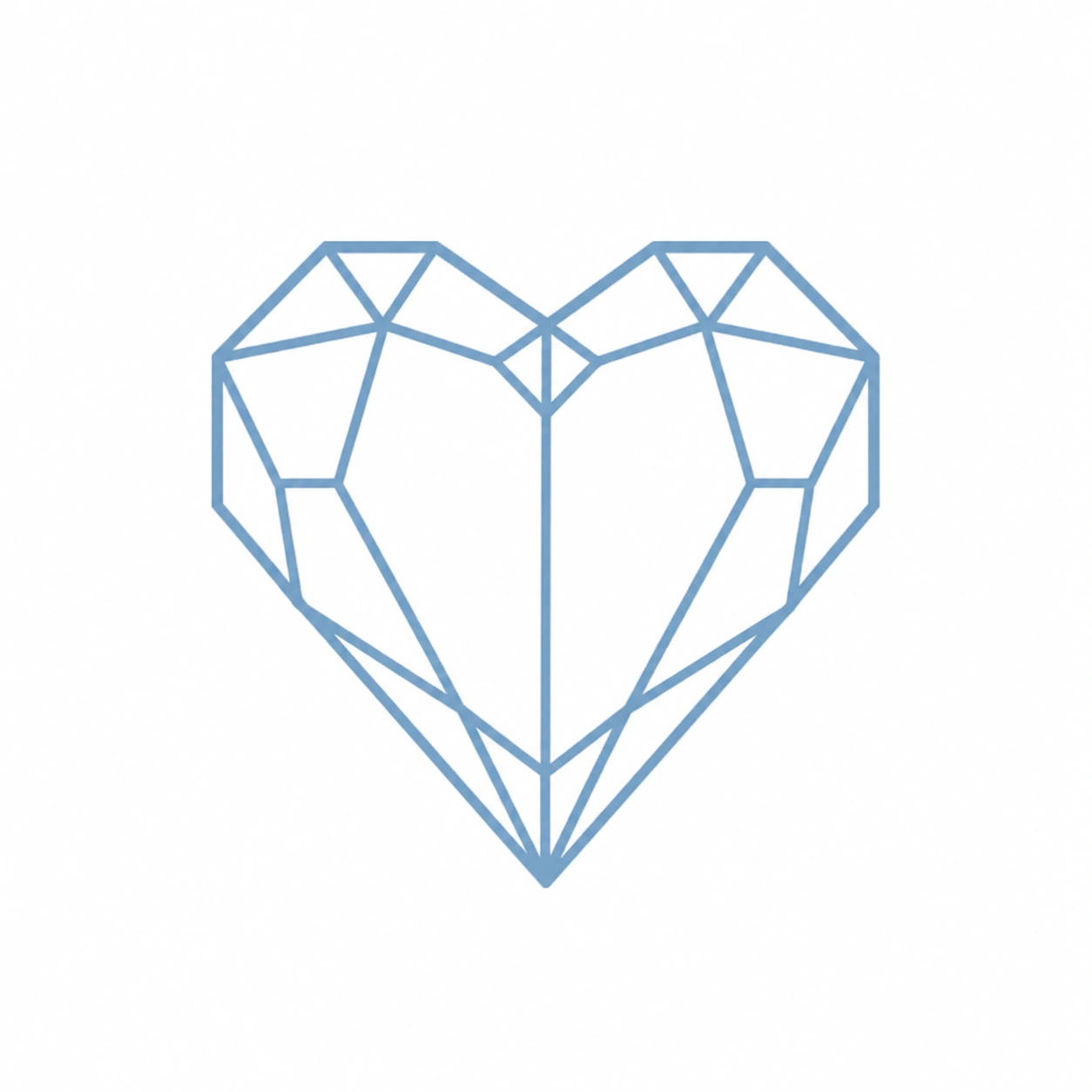 Geometric crystal heart icon for personal creative expression